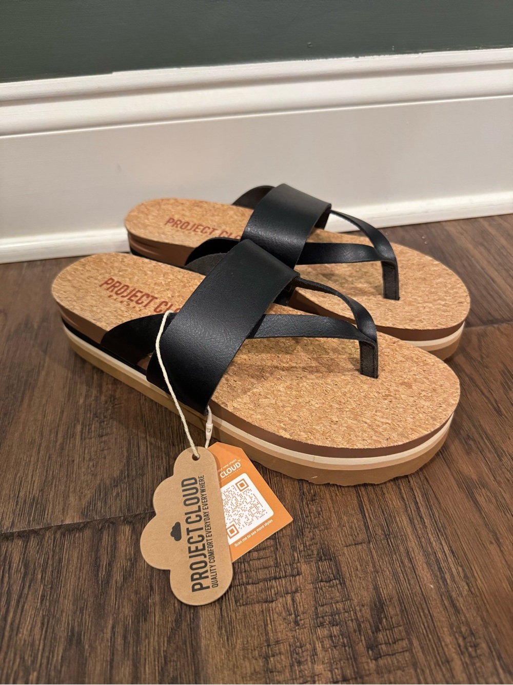 Project Cloud Women’s Black Cork Platform Sandals